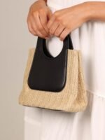 Sigrid Leather Straw Tote Bag - Image 3