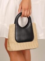 Sigrid Leather Straw Tote Bag - Image 4