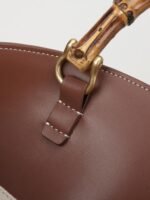Simona Leather Bamboo Handle Lace-up Bucket Bag - Image 3