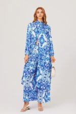 Verna Printed Plisse Long Set