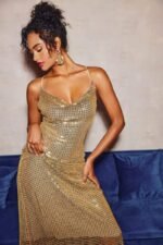 Yvette Mesh Sequins Midi Slip Dress - Image 6