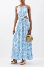 Elva Paisley Printed Cut Out Backless Maxi Dress