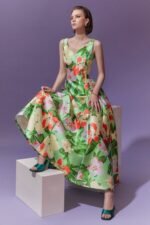 Janey Printed Sweetheart A-line Midi Dress - Image 4