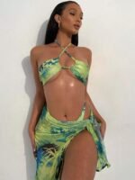 Maxine Tropical Printed Three-piece Bikini Set - Image 4