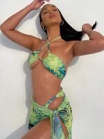 Maxine Tropical Printed Three-piece Bikini Set - Image 3
