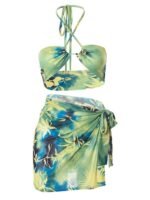 Maxine Tropical Printed Three-piece Bikini Set - Image 2