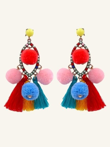 Pom Pom Tassel Earrings